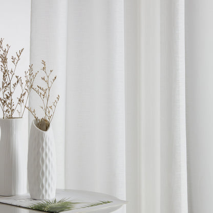 HLC.me Lauren Semi Sheer Rod Pocket & Back Tab Window Curtains Panels, Set of 2