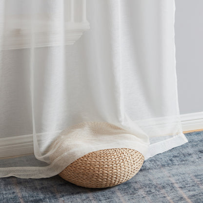 HLC.me Lauren Semi Sheer Rod Pocket & Back Tab Window Curtains Panels, Set of 2