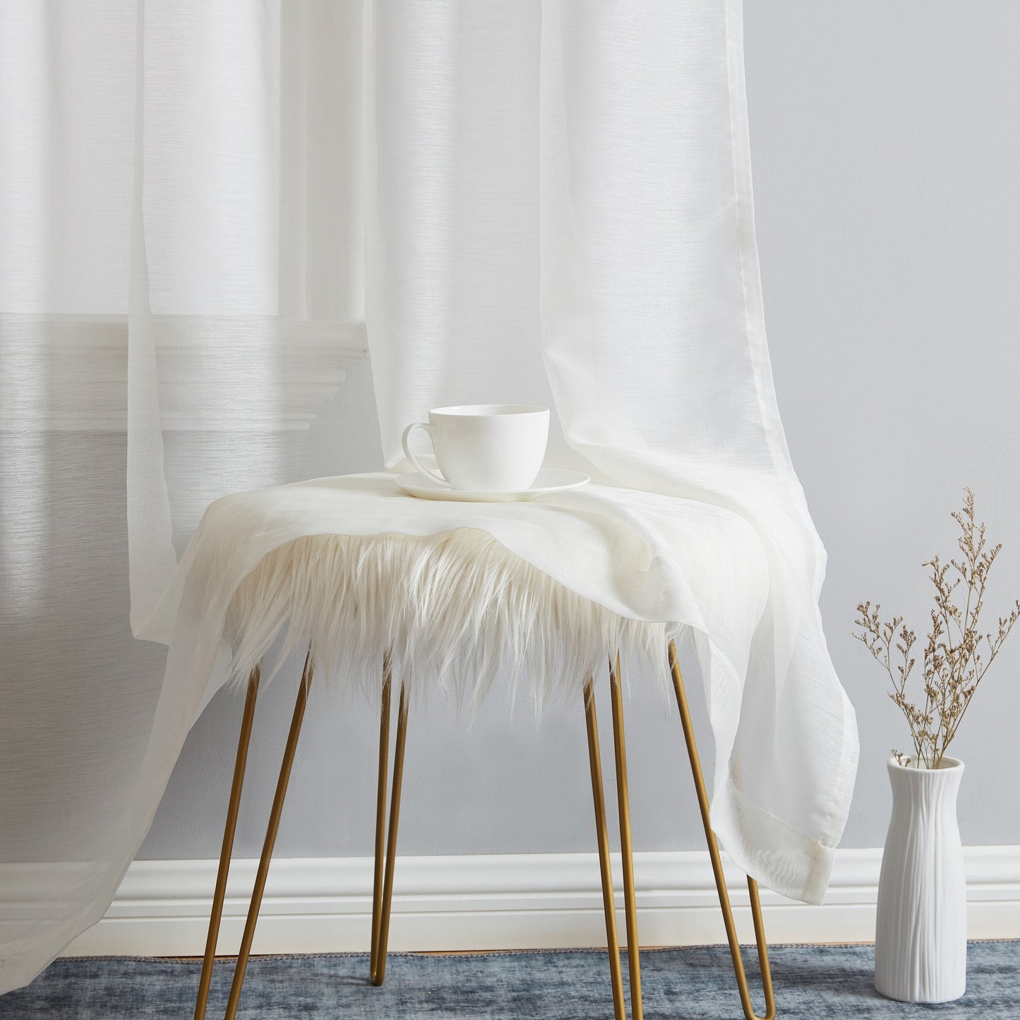 HLC.me Lauren Semi Sheer Rod Pocket & Back Tab Window Curtains Panels, Set of 2