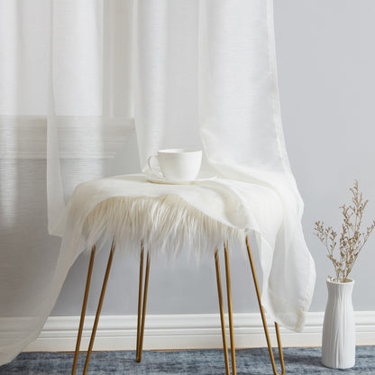 HLC.me Lauren Semi Sheer Rod Pocket & Back Tab Window Curtains Panels, Set of 2