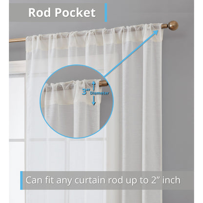 HLC.me Lauren Semi Sheer Rod Pocket & Back Tab Window Curtains Panels, Set of 2