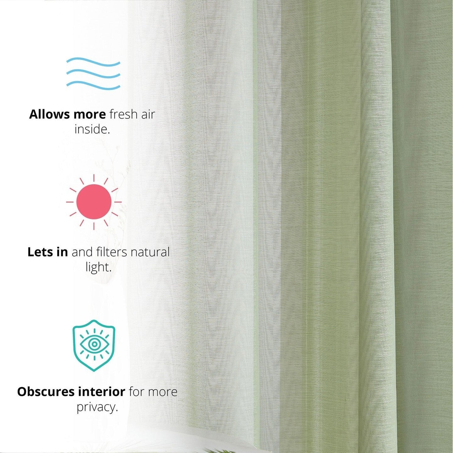 HLC.me Lauren Semi Sheer Rod Pocket & Back Tab Window Curtains Panels, Set of 2