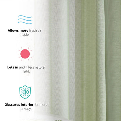 HLC.me Lauren Semi Sheer Rod Pocket & Back Tab Window Curtains Panels, Set of 2