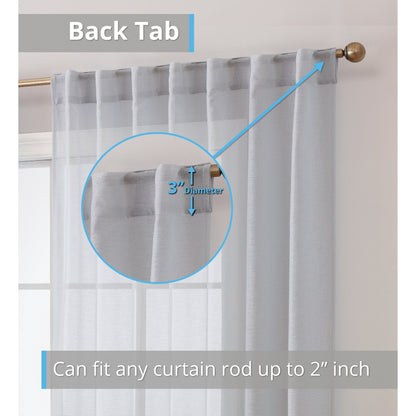 HLC.me Lauren Semi Sheer Rod Pocket & Back Tab Window Curtains Panels, Set of 2