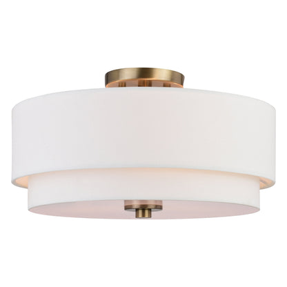 Burnaby Mid-Century Modern Ceiling Mount Light White Linen Drum Shade