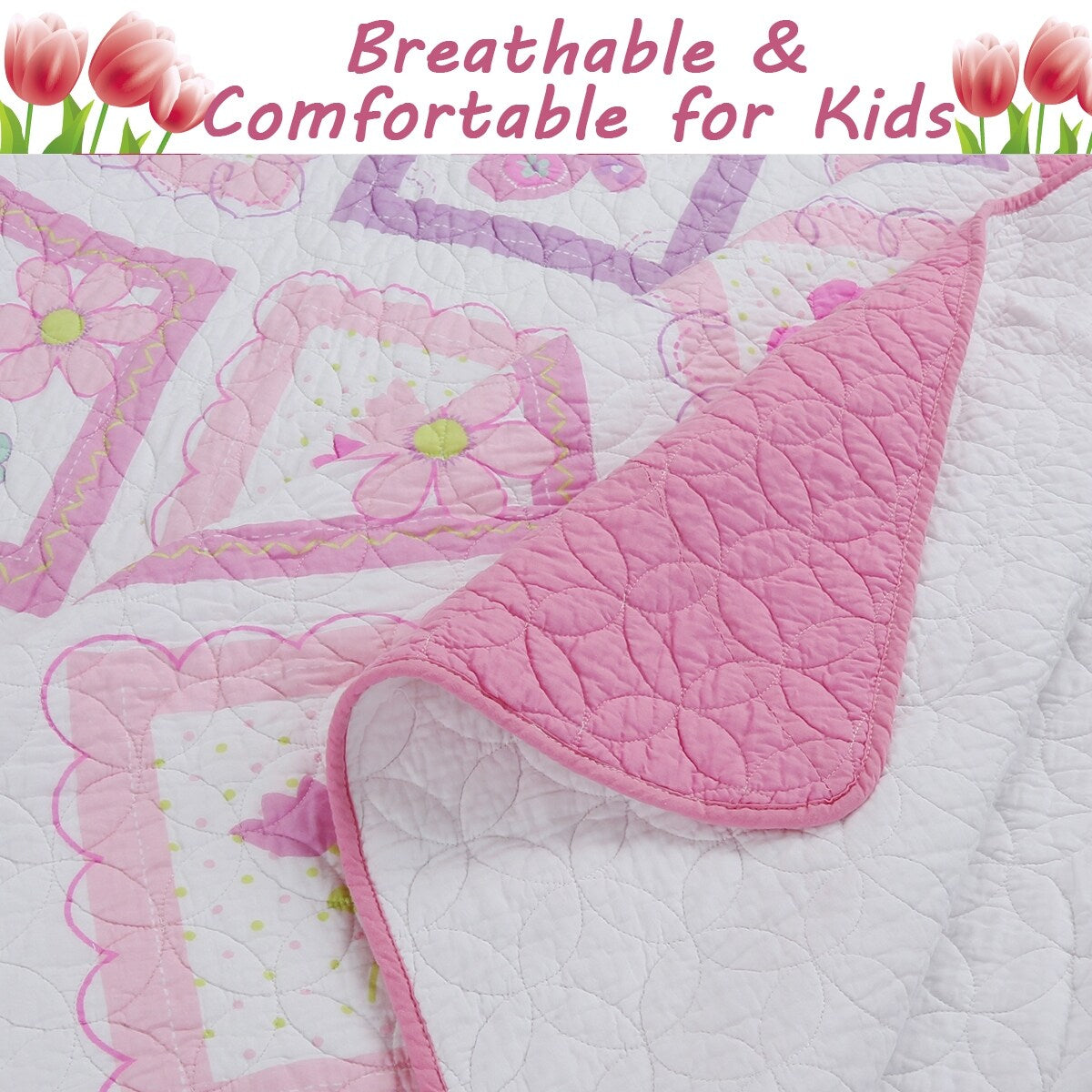 Butterfly Flower Pink Quilt Bedding Set