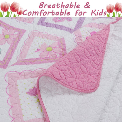 Butterfly Flower Pink Quilt Bedding Set
