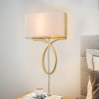 C Cattleya 2-light Gold Plug-in/ Hardwired Indoor Wall Sconce with White Linen Shade