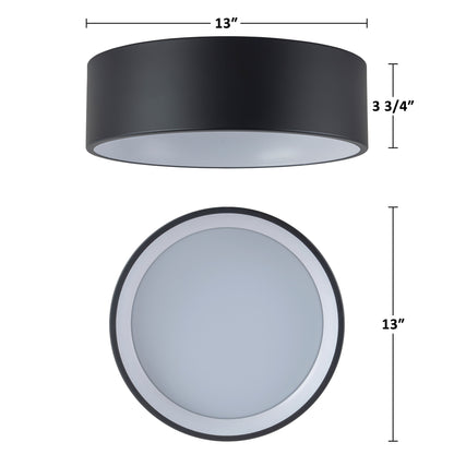 C Cattleya Black and Woodgrain 3CCT Integrated LED Flush Mount Ceiling Light