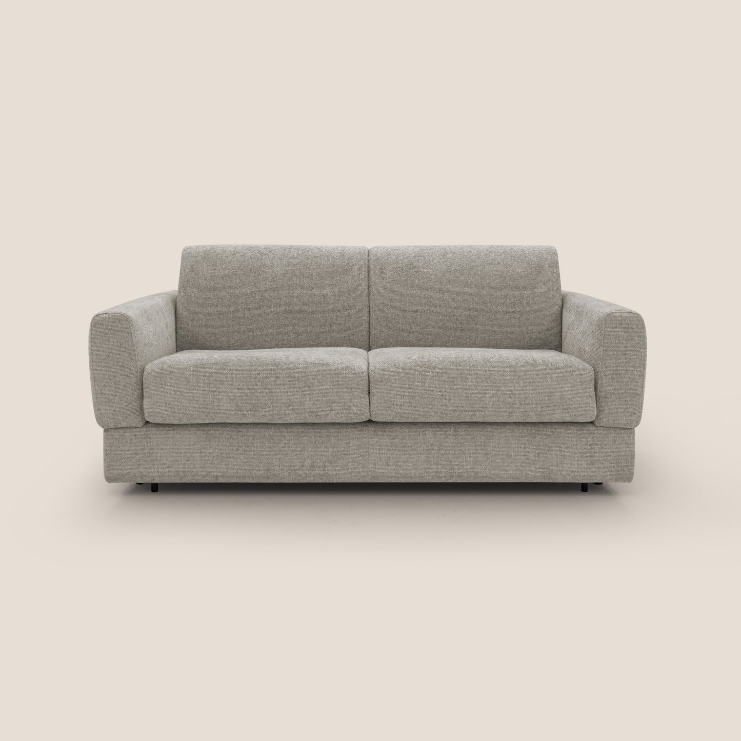 Happy Divano letto matrimoniale con materasso h18 cm in tessuto impermeabile T10 tortora 