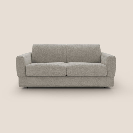 Happy Divano letto matrimoniale con materasso h18 cm in tessuto impermeabile T10 tortora 