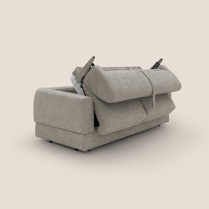 Happy Divano letto matrimoniale con materasso h18 cm in tessuto impermeabile T10 tortora 