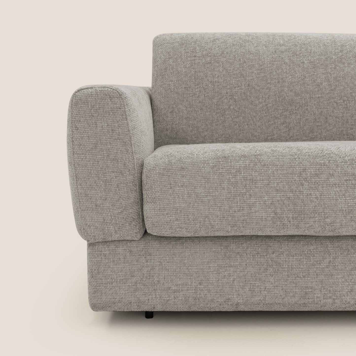 Happy Divano letto matrimoniale con materasso h18 cm in tessuto impermeabile T10 tortora 