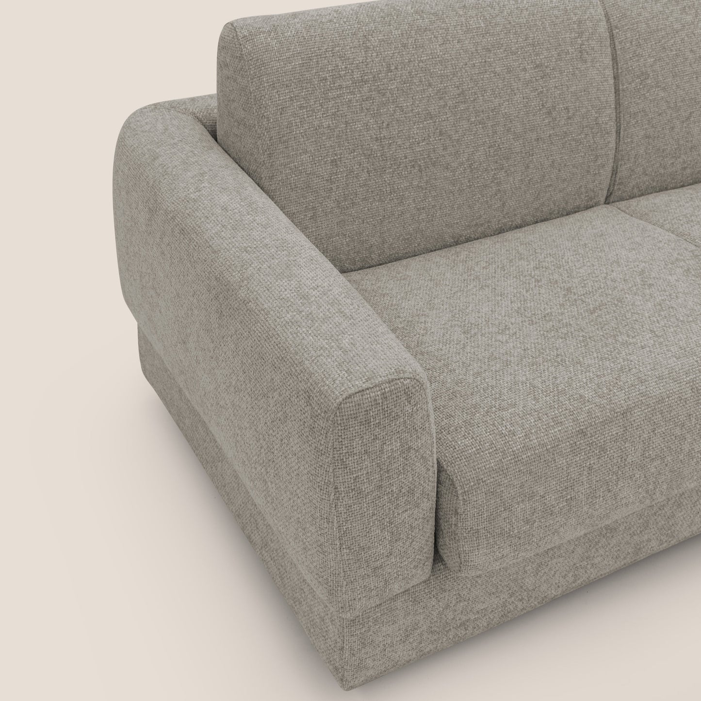 Happy Divano letto matrimoniale con materasso h18 cm in tessuto impermeabile T10 tortora 