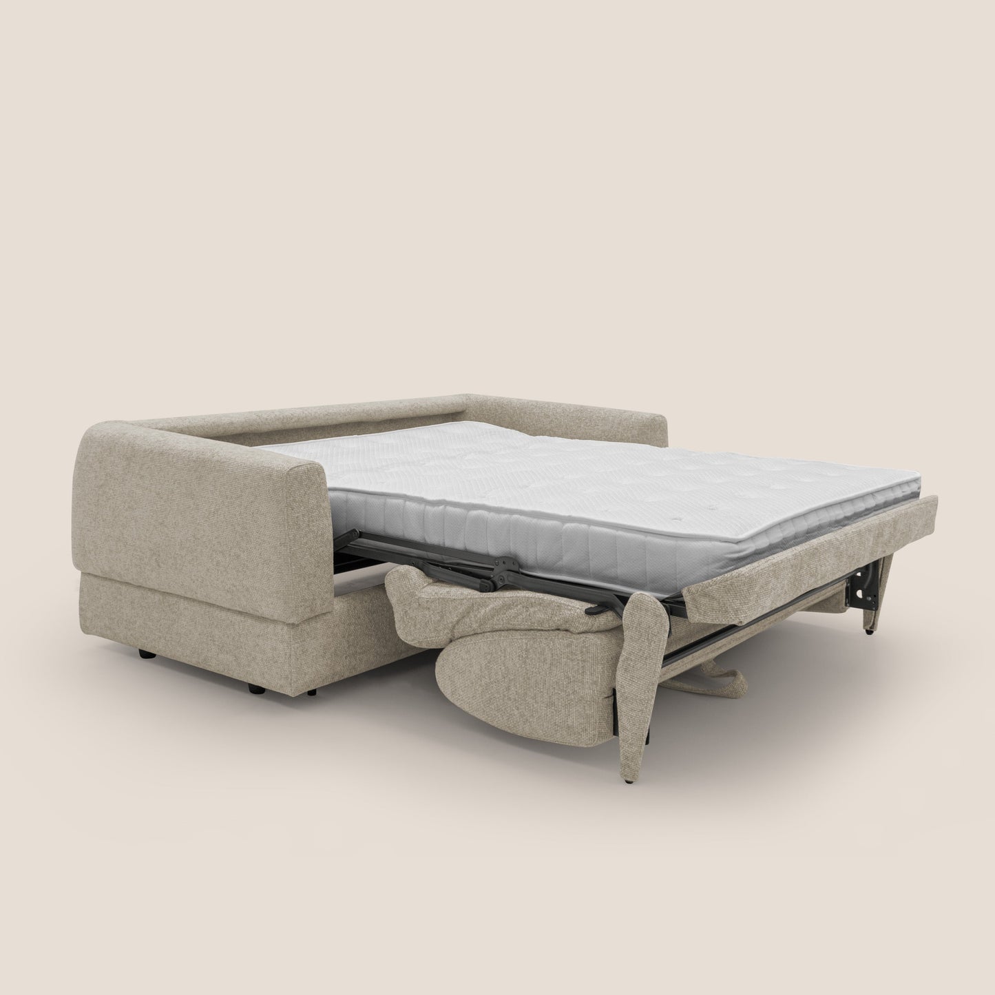 Happy Divano letto matrimoniale con materasso h18 cm in tessuto impermeabile T10 beige 