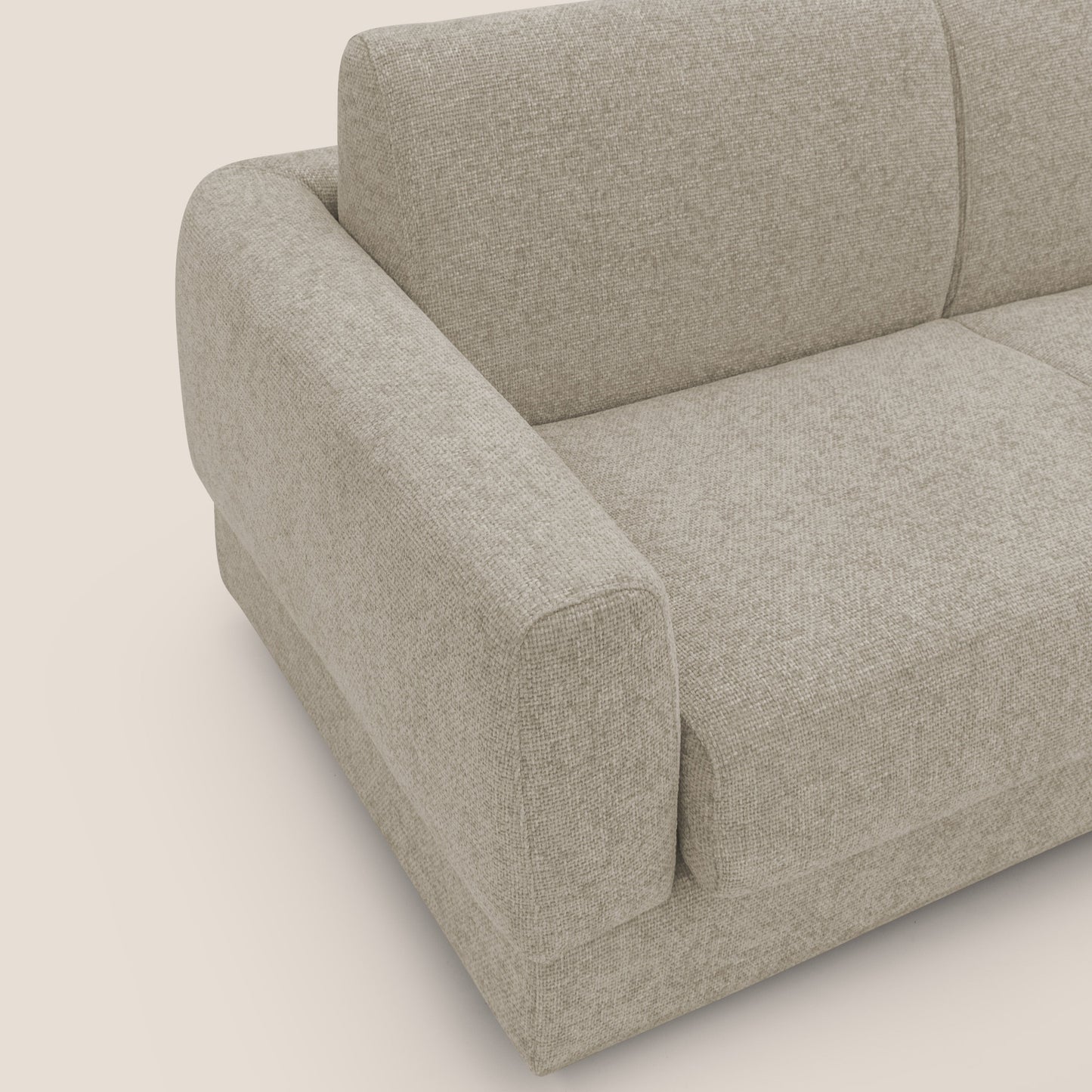 Happy Divano letto matrimoniale con materasso h18 cm in tessuto impermeabile T10 beige 