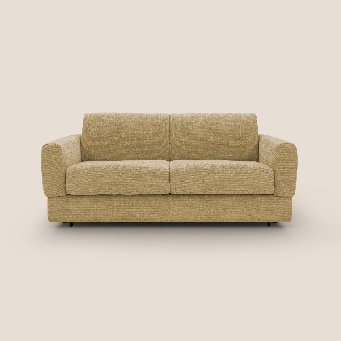 Happy Divano letto matrimoniale con materasso h18 cm in tessuto impermeabile T10 giallo 