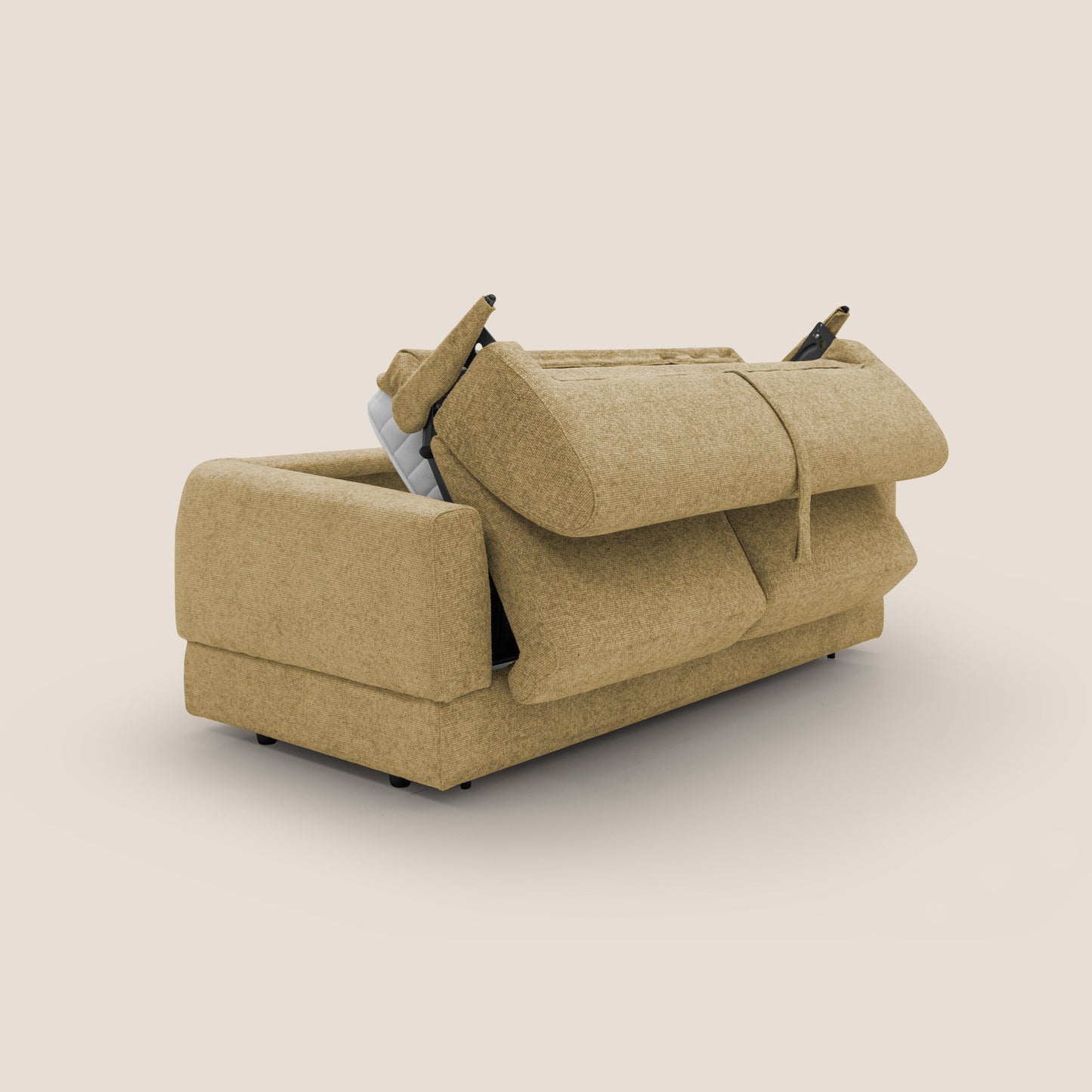 Happy Divano letto matrimoniale con materasso h18 cm in tessuto impermeabile T10 giallo 