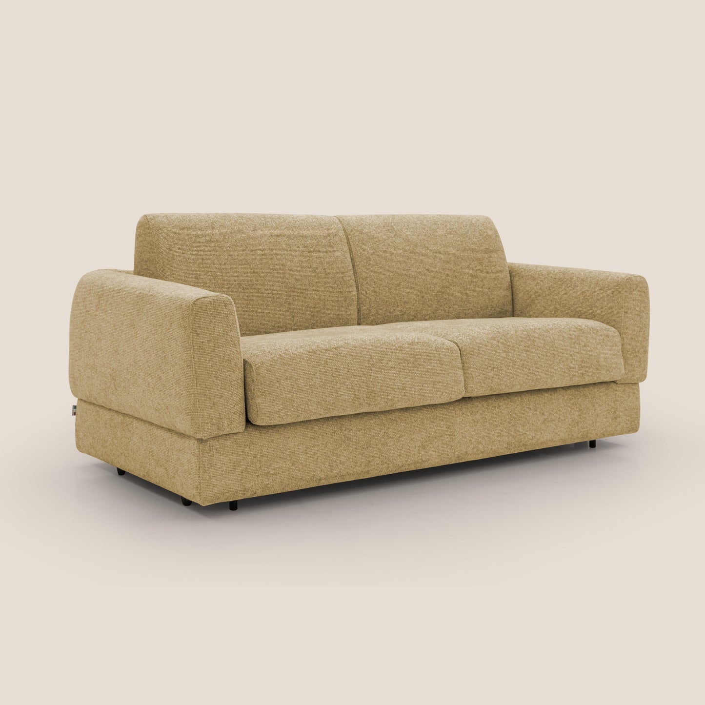 Happy Divano letto matrimoniale con materasso h18 cm in tessuto impermeabile T10 giallo 