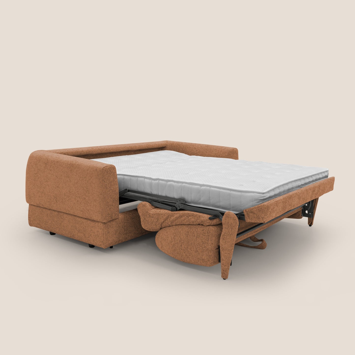 Happy Divano letto matrimoniale con materasso h18 cm in tessuto impermeabile T10 arancio 