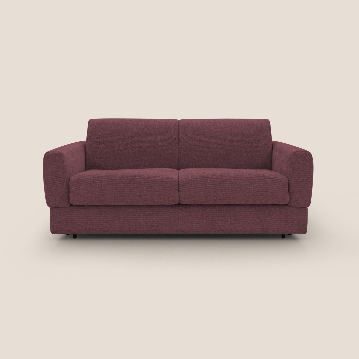 Happy Divano letto matrimoniale con materasso h18 cm in tessuto impermeabile T10 bordeaux 