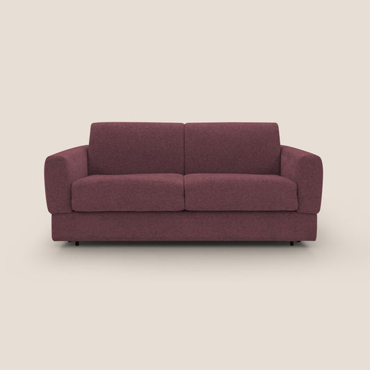 Happy Divano letto matrimoniale con materasso h18 cm in tessuto impermeabile T10 bordeaux 