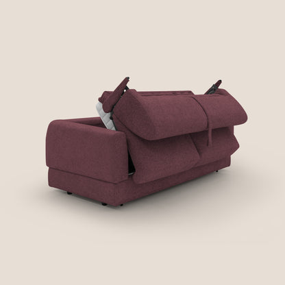Happy Divano letto matrimoniale con materasso h18 cm in tessuto impermeabile T10 bordeaux 
