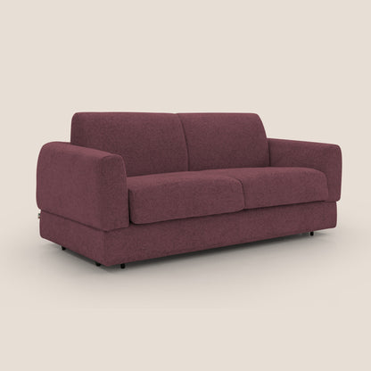 Happy Divano letto matrimoniale con materasso h18 cm in tessuto impermeabile T10 bordeaux 