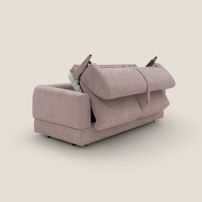 Happy Divano letto matrimoniale con materasso h18 cm in tessuto impermeabile T10 rosa 