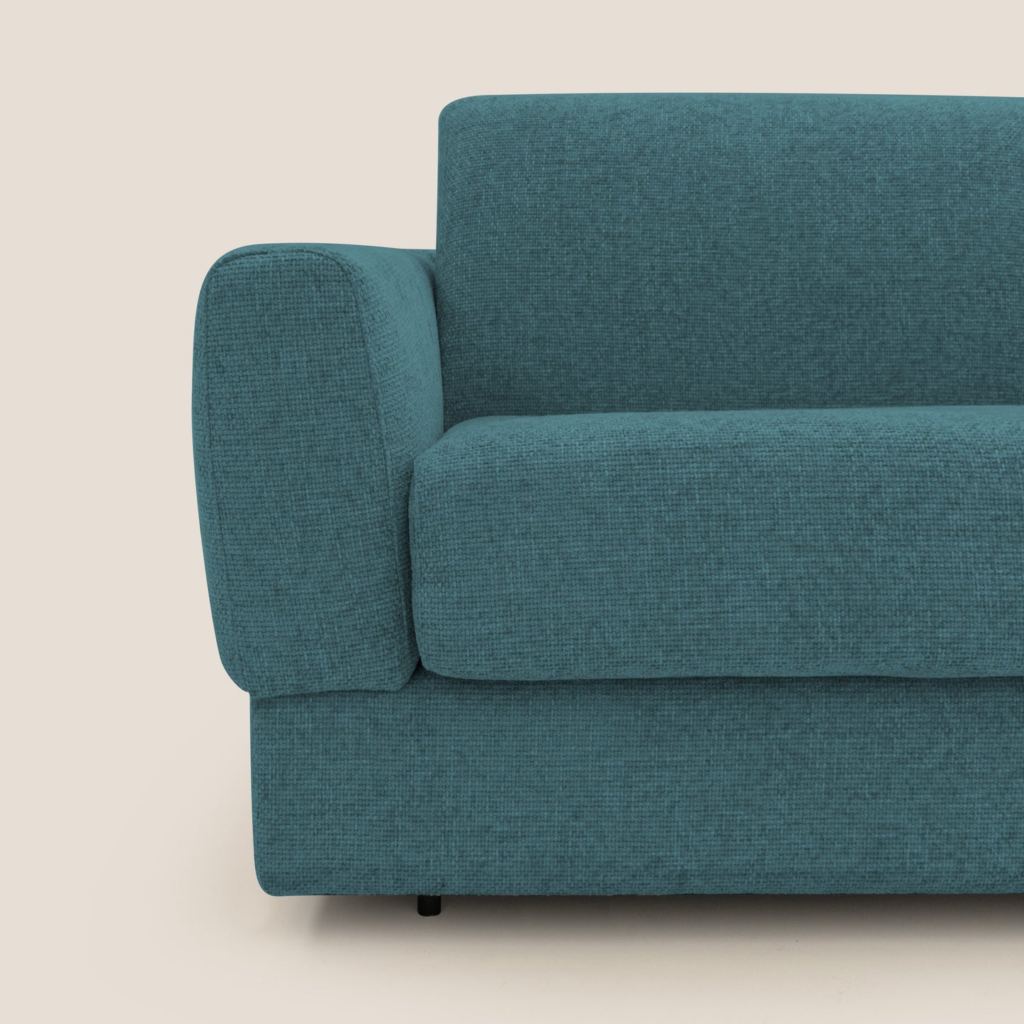 Happy Divano letto matrimoniale con materasso h18 cm in tessuto impermeabile T10 petrolio 