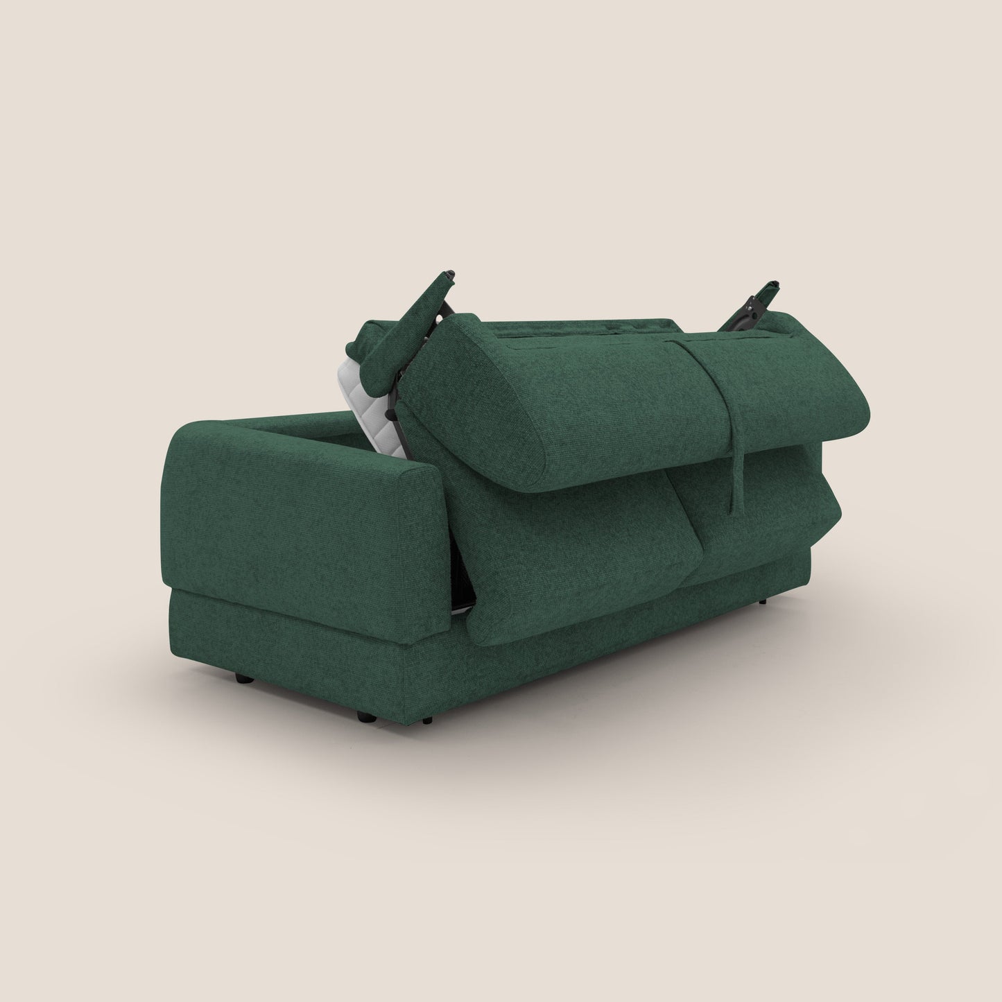 Happy Divano letto matrimoniale con materasso h18 cm in tessuto impermeabile T10 verde 
