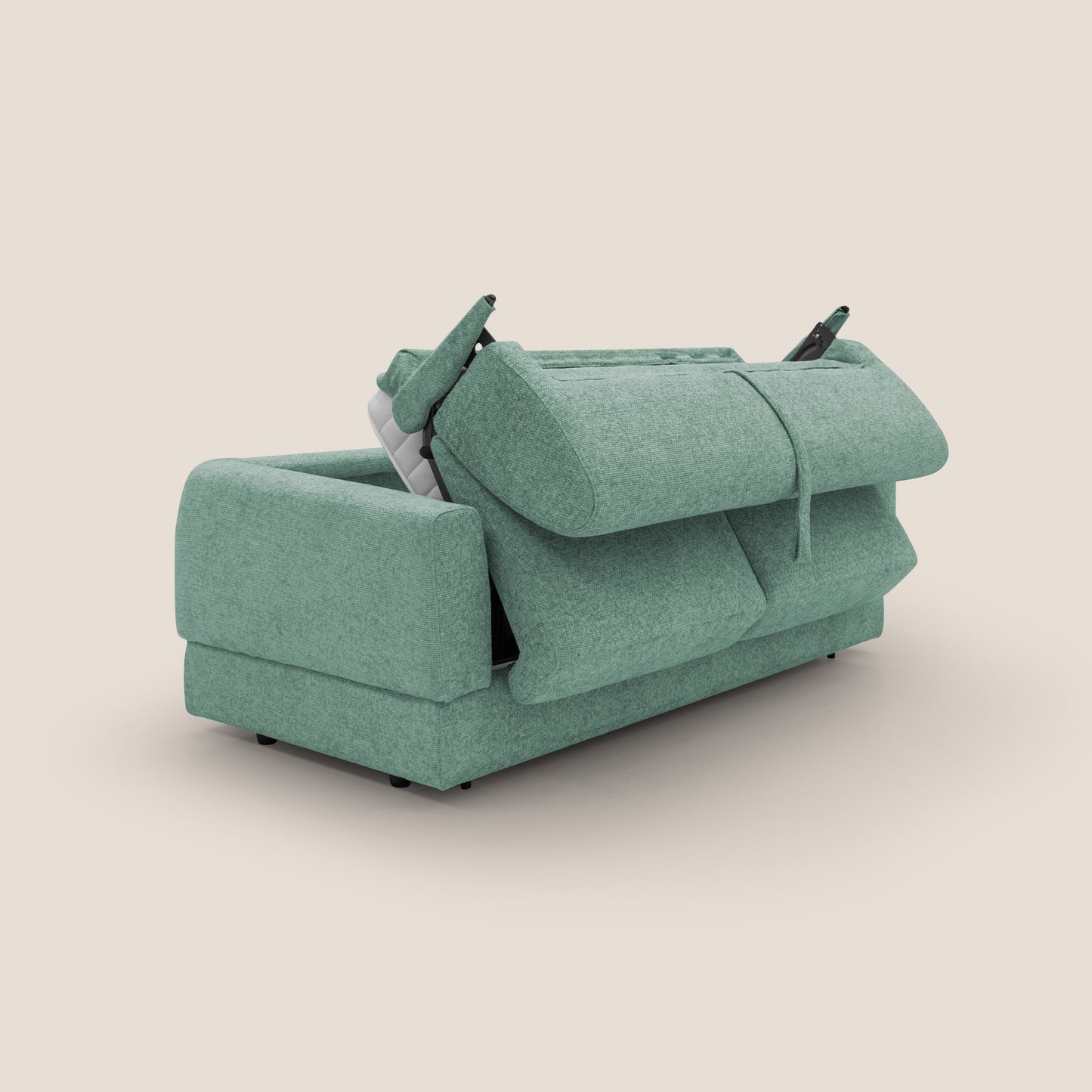 Happy Divano letto matrimoniale con materasso h18 cm in tessuto impermeabile T10 salvia 