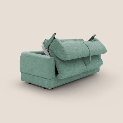 Happy Divano letto matrimoniale con materasso h18 cm in tessuto impermeabile T10 salvia 