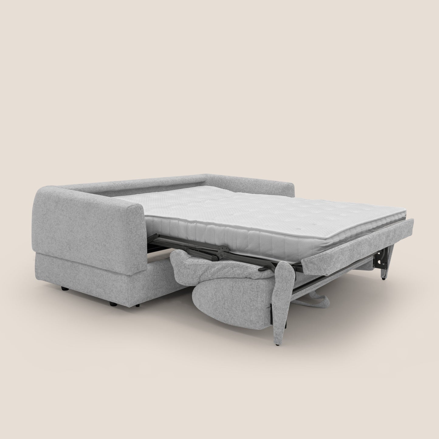 Happy Divano letto matrimoniale con materasso h18 cm in tessuto impermeabile T10 grigio chiaro 