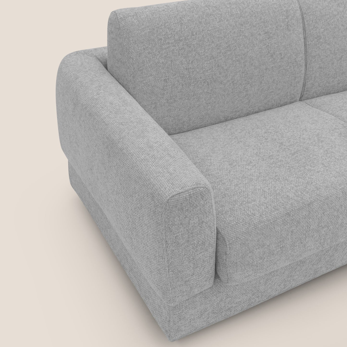 Happy Divano letto matrimoniale con materasso h18 cm in tessuto impermeabile T10 grigio chiaro 