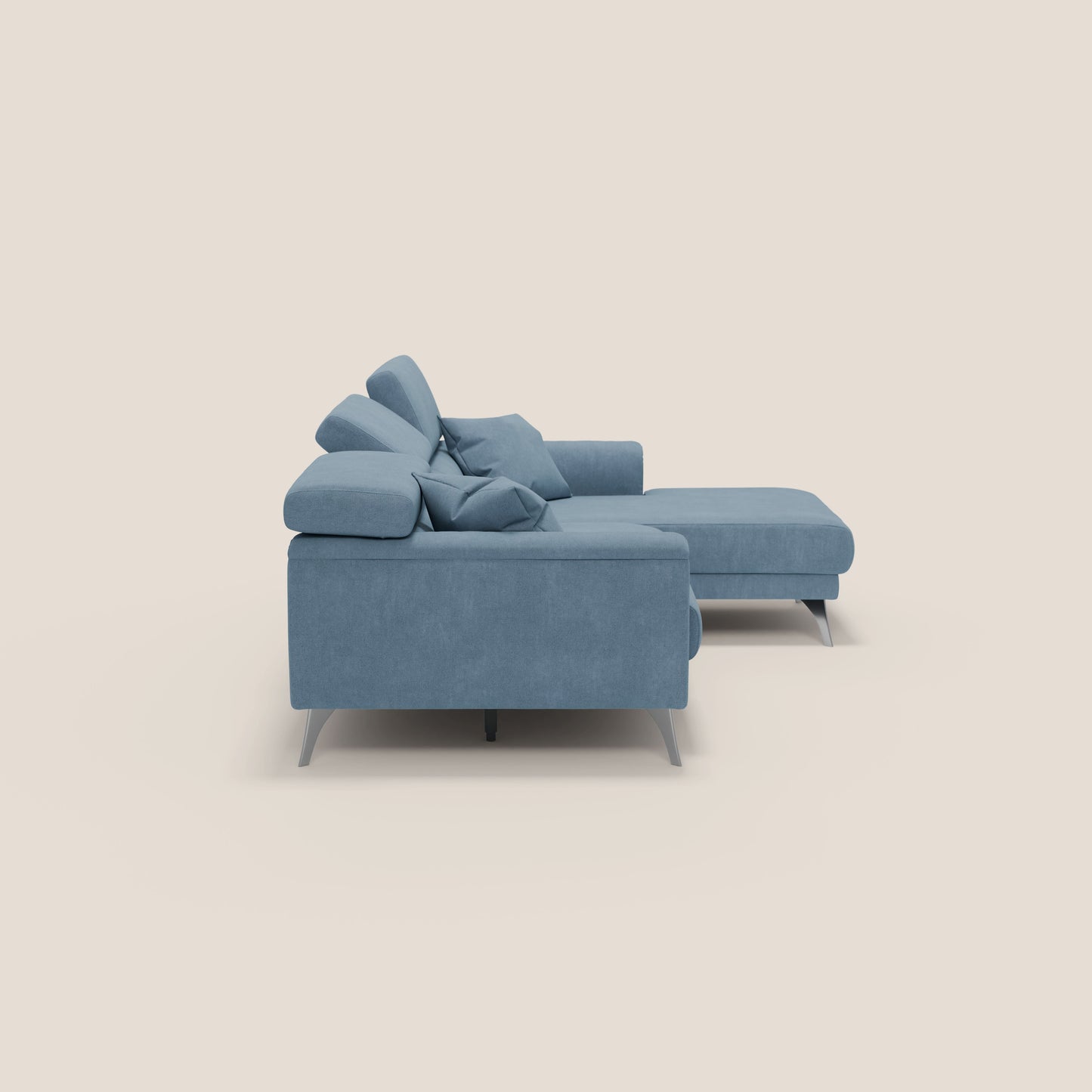 Caravaggio Divano angolare con sedute scorrevoli in tessuto morbido impermeabile T02 carta da zucchero