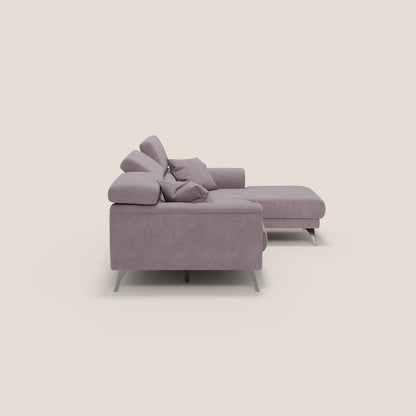 Caravaggio Divano angolare con sedute scorrevoli in tessuto morbido impermeabile T02 rosa