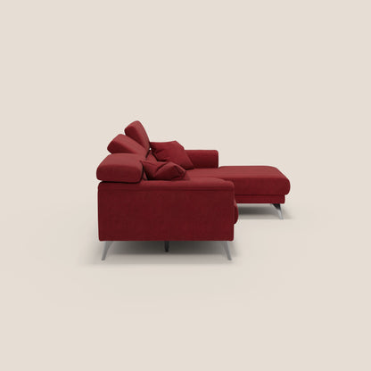 Caravaggio Divano angolare con sedute scorrevoli in tessuto morbido impermeabile T02 rosso