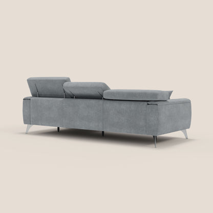 Caravaggio Divano angolare con sedute scorrevoli in tessuto morbido impermeabile T02 grigio chiaro