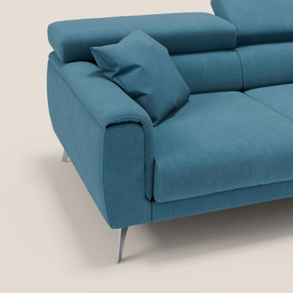 Caravaggio Divano angolare con sedute scorrevoli in tessuto morbido impermeabile T02 azzurro