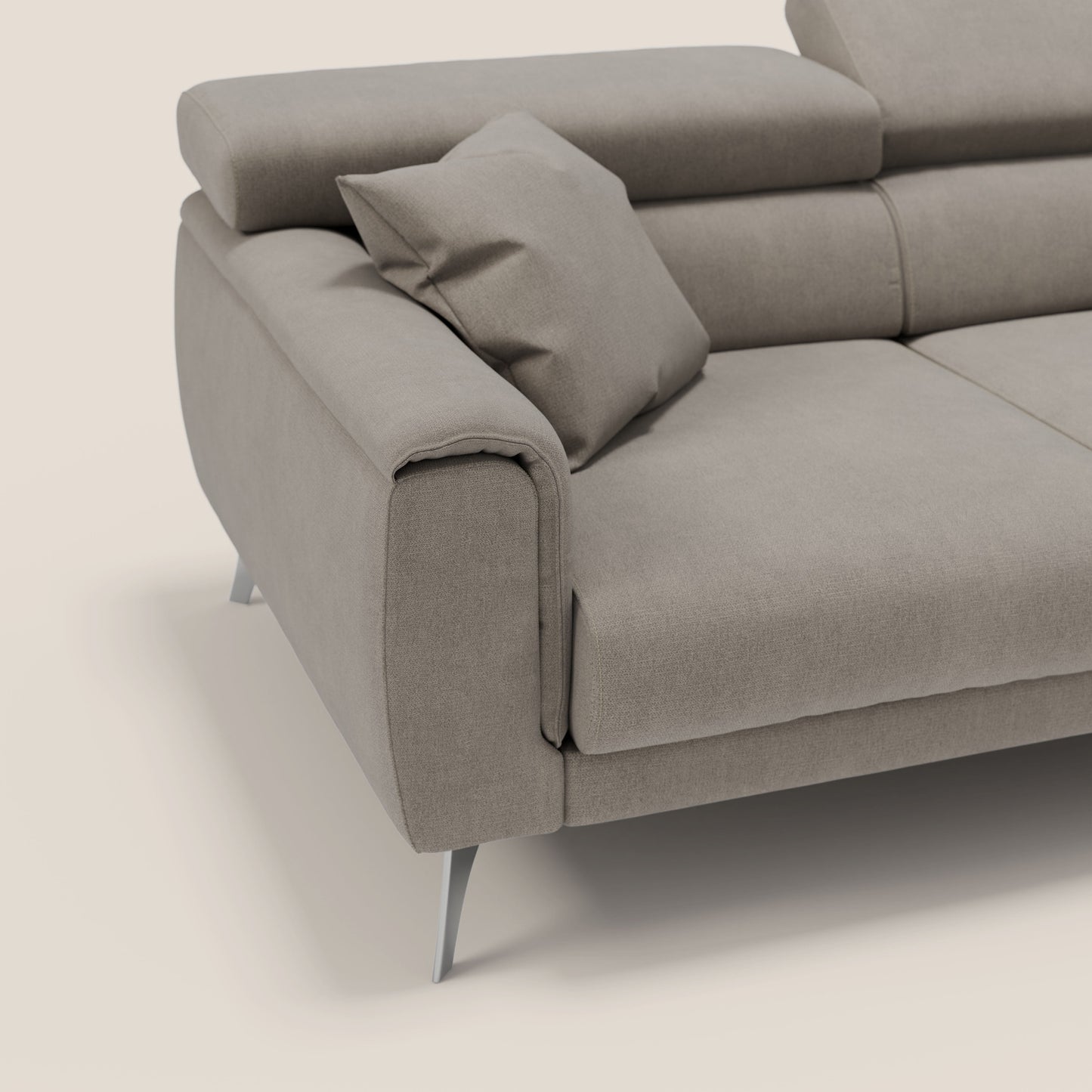 Caravaggio Divano angolare con sedute scorrevoli in tessuto morbido impermeabile T02 beige