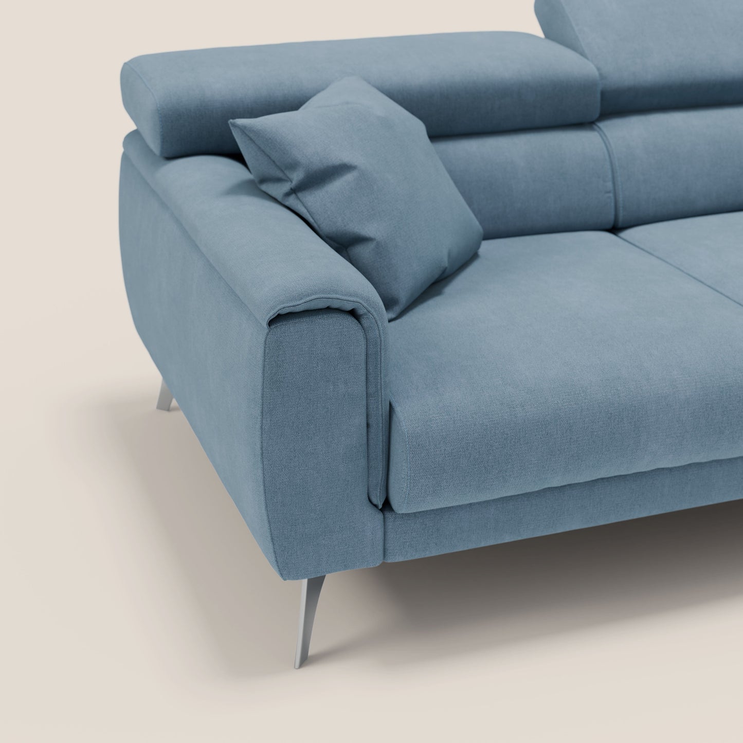 Caravaggio Divano angolare con sedute scorrevoli in tessuto morbido impermeabile T02 carta da zucchero