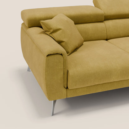 Caravaggio Divano angolare con sedute scorrevoli in tessuto morbido impermeabile T02 giallo