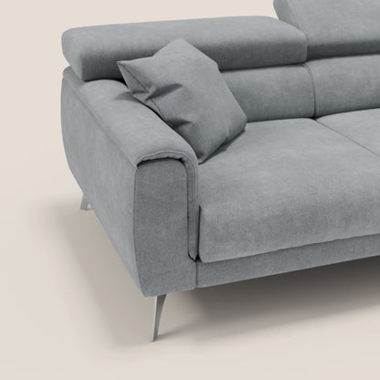 Caravaggio Divano angolare con sedute scorrevoli in tessuto morbido impermeabile T02 grigio chiaro