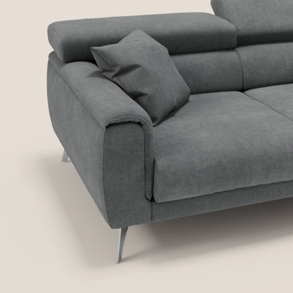 Caravaggio Divano angolare con sedute scorrevoli in tessuto morbido impermeabile T02 grigio