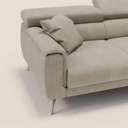 Caravaggio Divano angolare con sedute scorrevoli in tessuto morbido impermeabile T02 panna