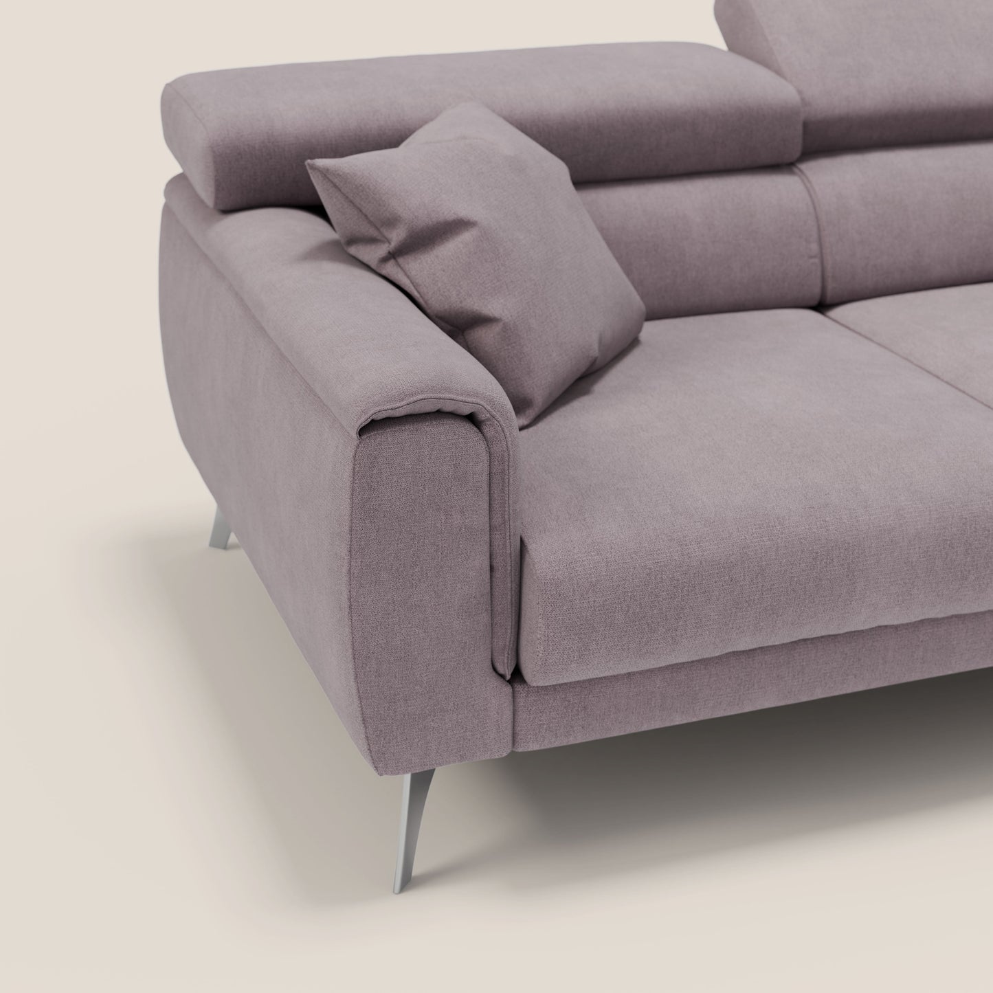 Caravaggio Divano angolare con sedute scorrevoli in tessuto morbido impermeabile T02 rosa