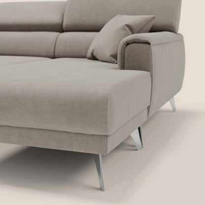 Caravaggio Divano angolare con sedute scorrevoli in tessuto morbido impermeabile T02 beige