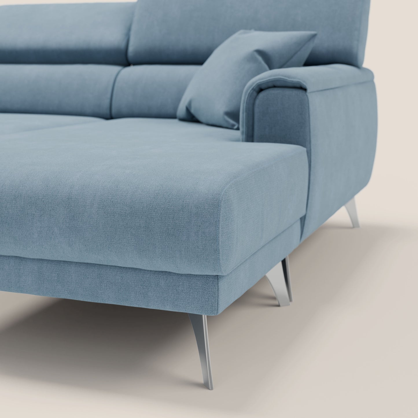 Caravaggio Divano angolare con sedute scorrevoli in tessuto morbido impermeabile T02 carta da zucchero