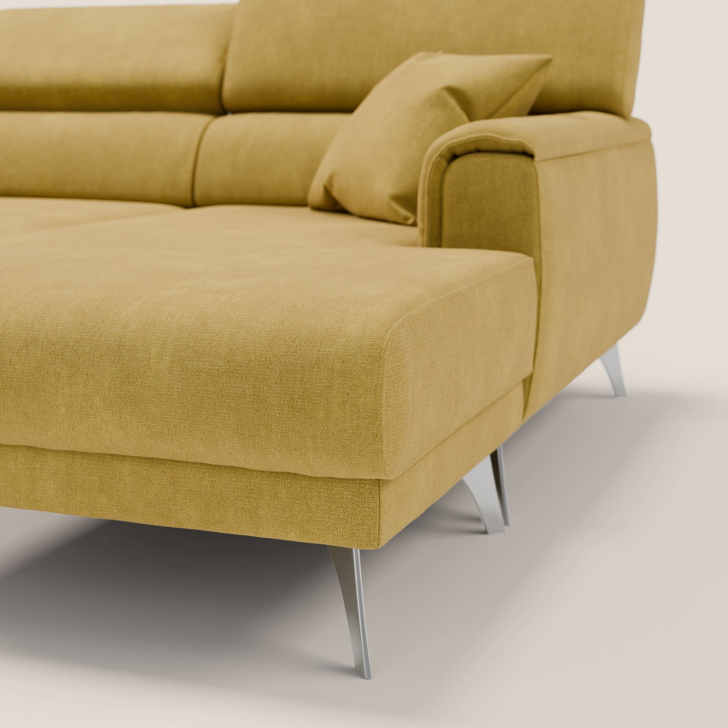 Caravaggio Divano angolare con sedute scorrevoli in tessuto morbido impermeabile T02 giallo